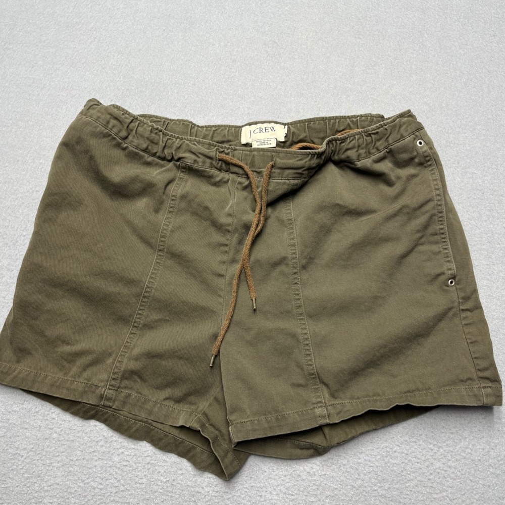 J.Crew Womens shorts Military Green Cotton Twill DS Elastic Waist SafariLarge